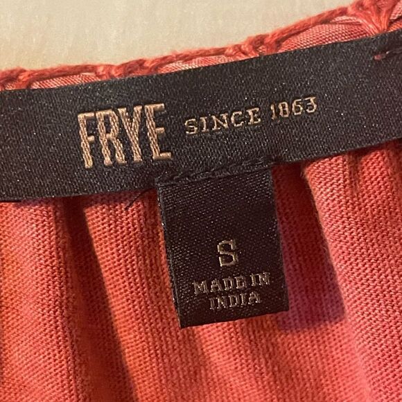 Frye short sleeve bell sleeve orange rust top round neck low back size small‎ - Picture 6 of 9